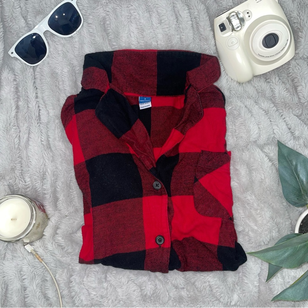 Squared Flannel Top